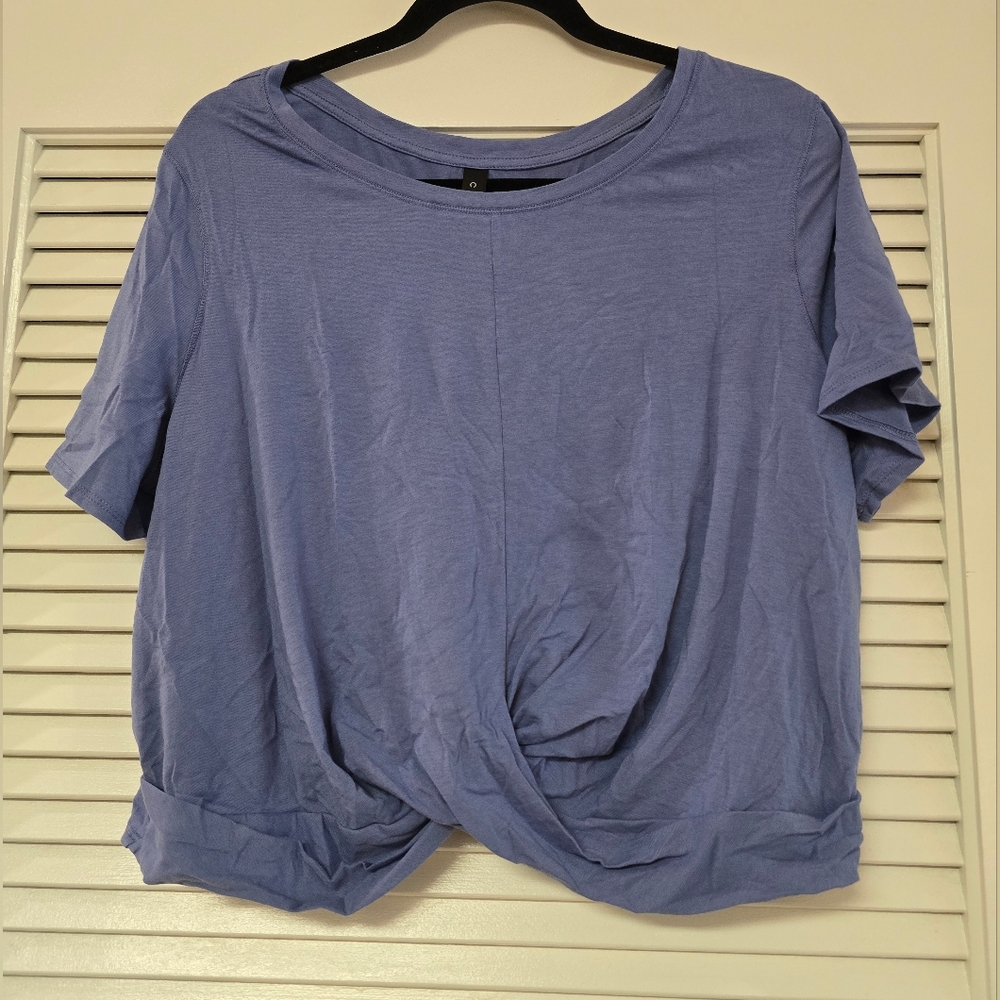 Coreio - (NWT) (Plus-Size) Blue Short-Sleeve Activewear Crop Top